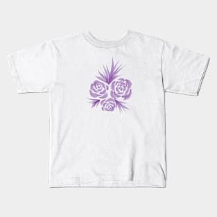 Purple watercolor roses with leaves Kids T-Shirt